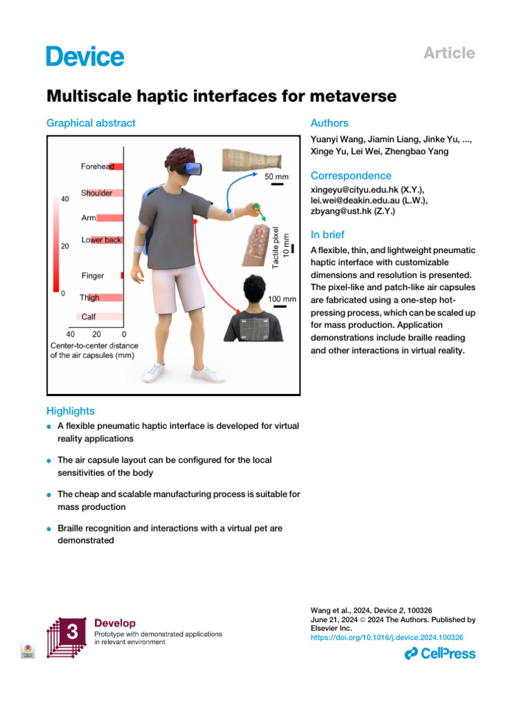 Multiscale Haptic Interfaces For Metaverse - 2024 - de | PDF | Actuator ...