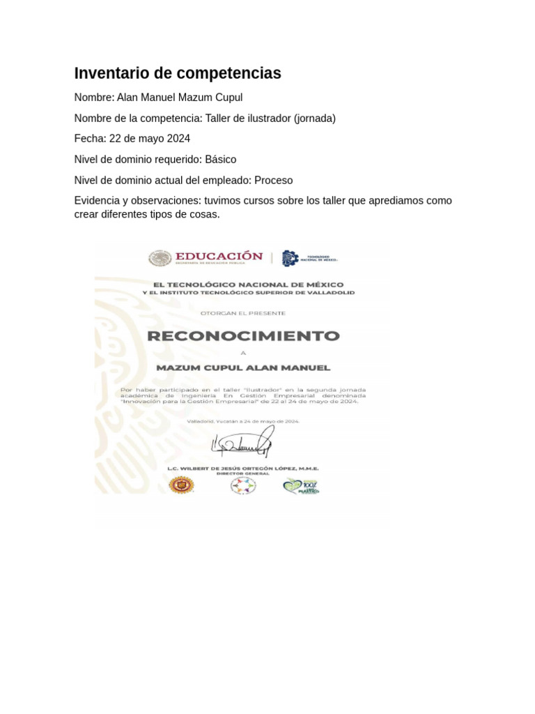 Inventario de Competencias | PDF