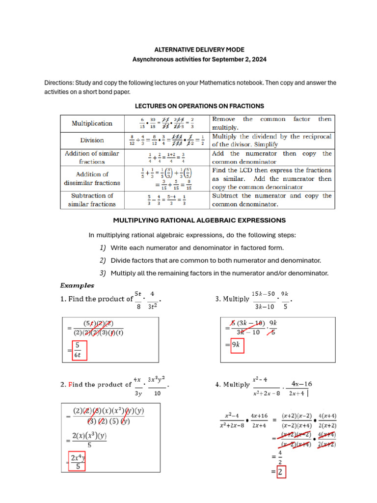 Operations on Fractions Guide | PDF