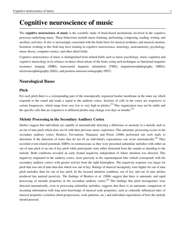Neurological Mechanisms of Music Cognition | PDF | Neuropsychological ...
