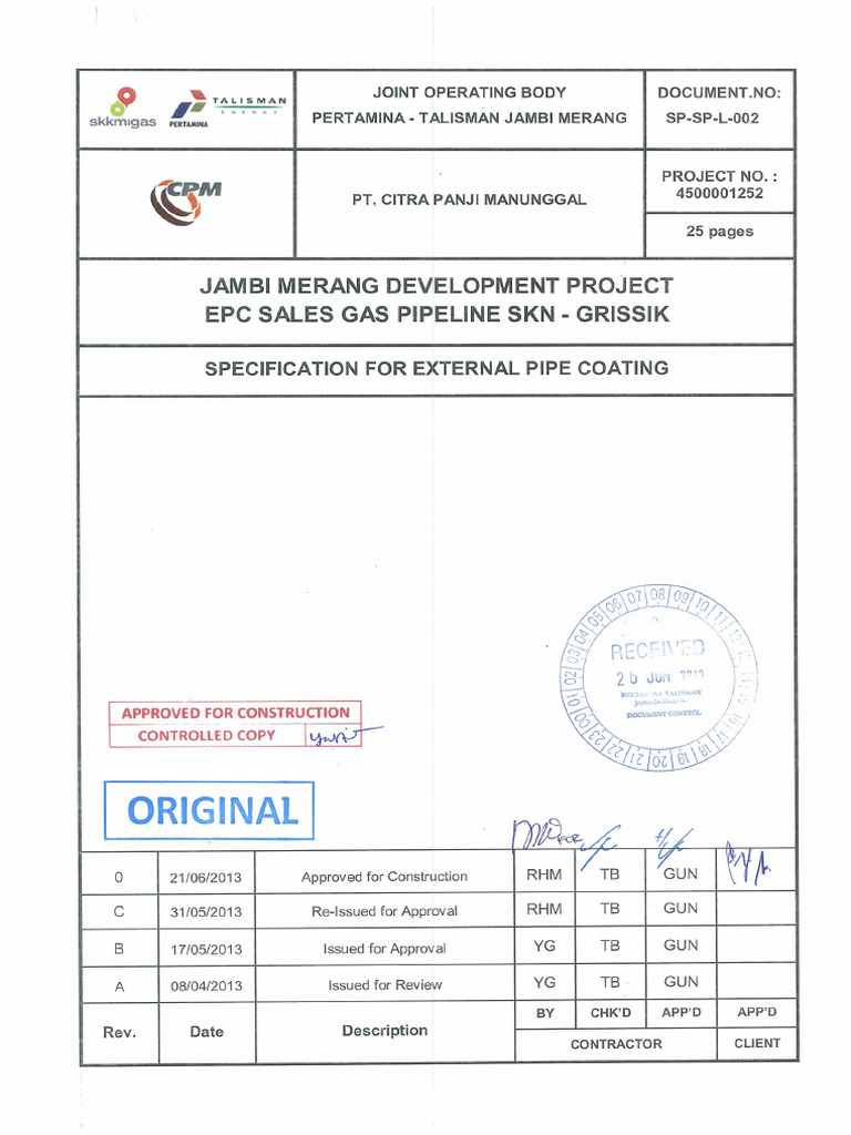 SP-SP-L-002 External Pipe Coating | PDF