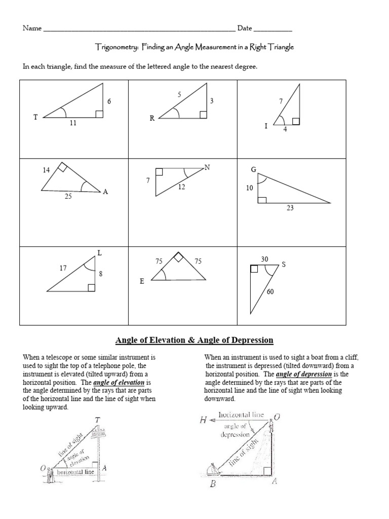Finding An Angle Measurement Trig | PDF | Angle | Triangle