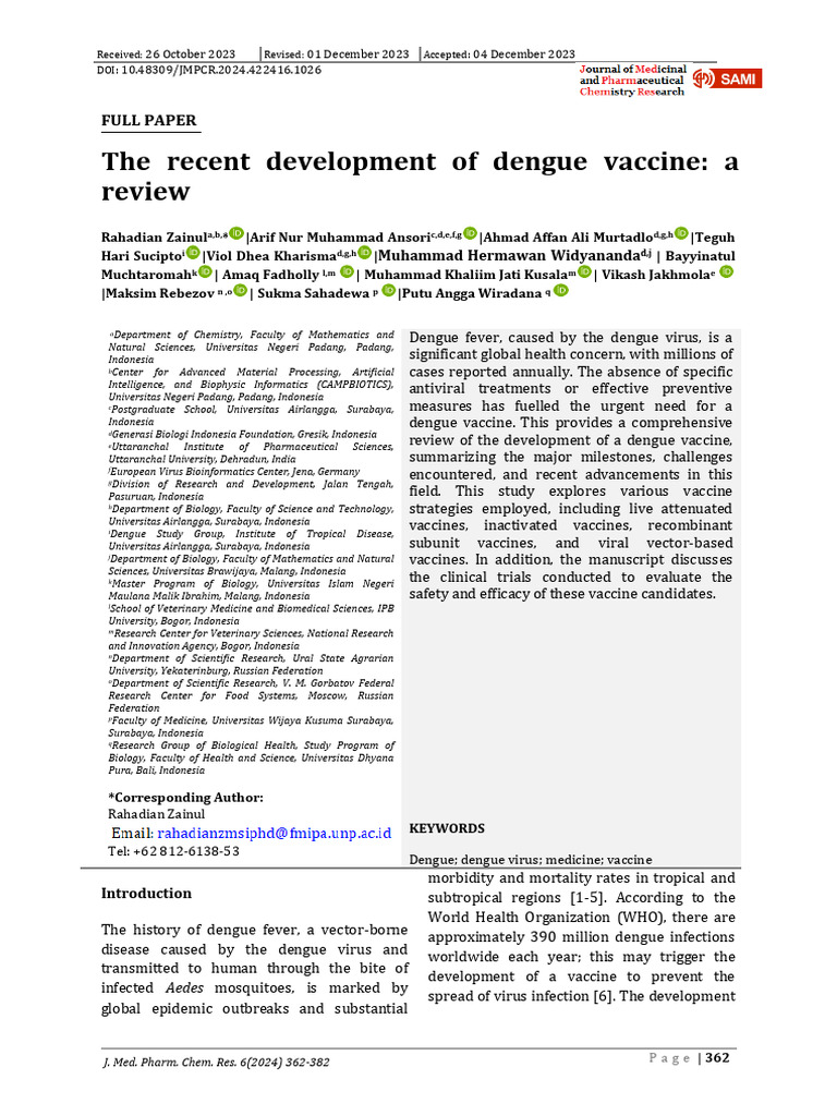Recent Advances in Dengue Vaccine Development | PDF | Virus | Vaccines