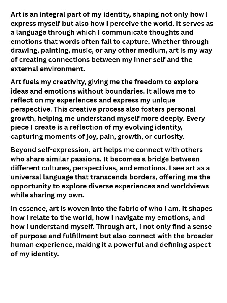Art as a Core of Personal Identity | PDF