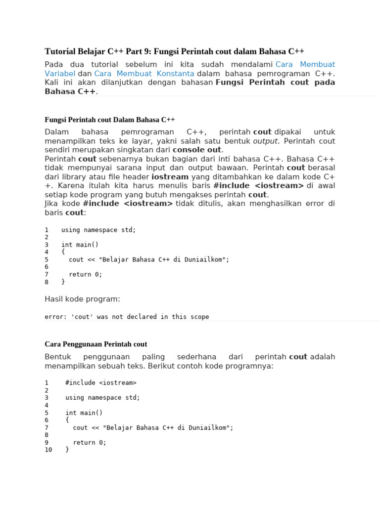Bahasa Pemrograman C++ | PDF