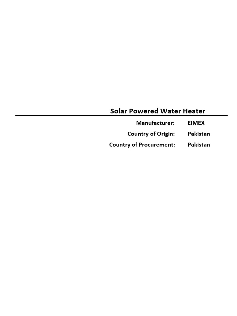 EIMEX Solar Water Heater Overview | PDF | Water Heating | Vacuum Tube