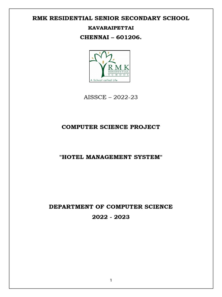 Hotel Management System - Mini Project | PDF | Sql | Databases