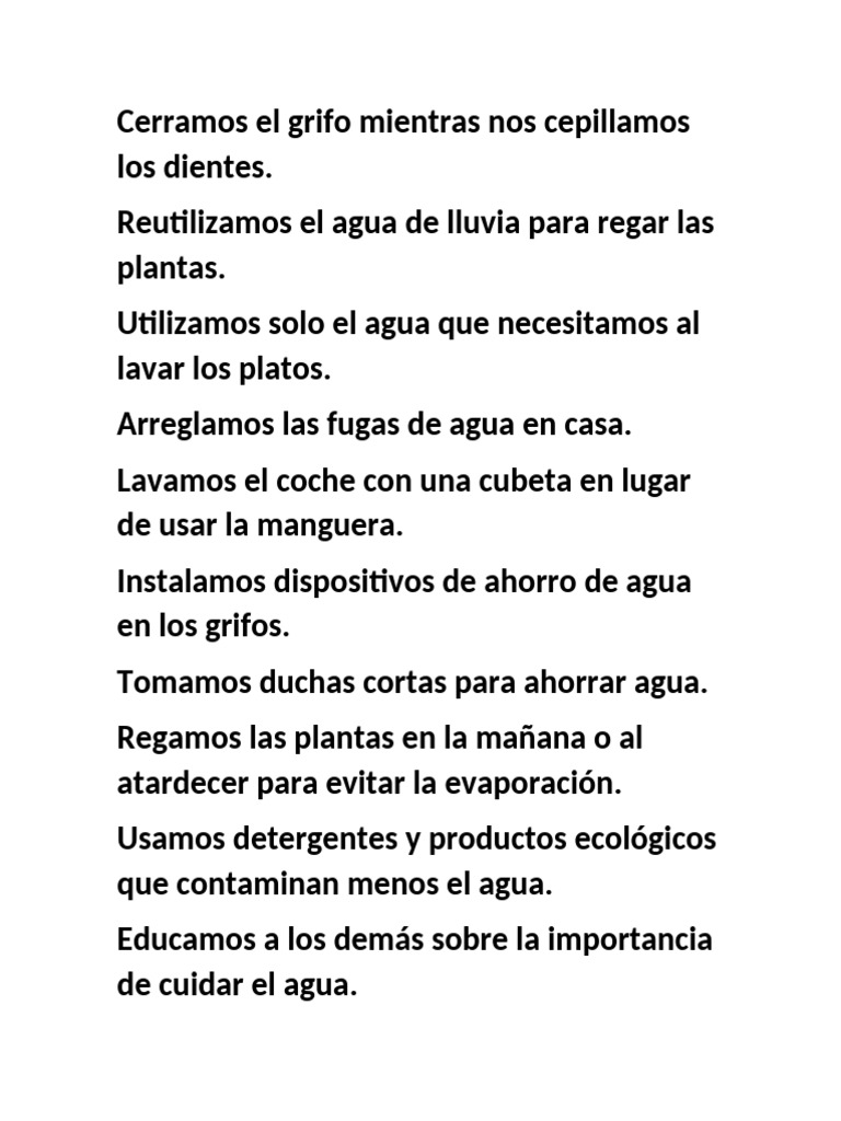 Acciones para Cuidar el Agua en Casa | PDF | Hogar, jardinería y bricolaje
