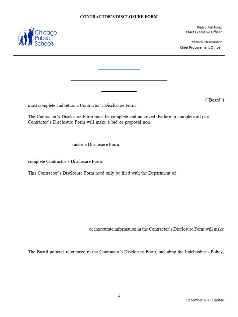 Contractors disclosure form dec 2023 fillable pdf employment