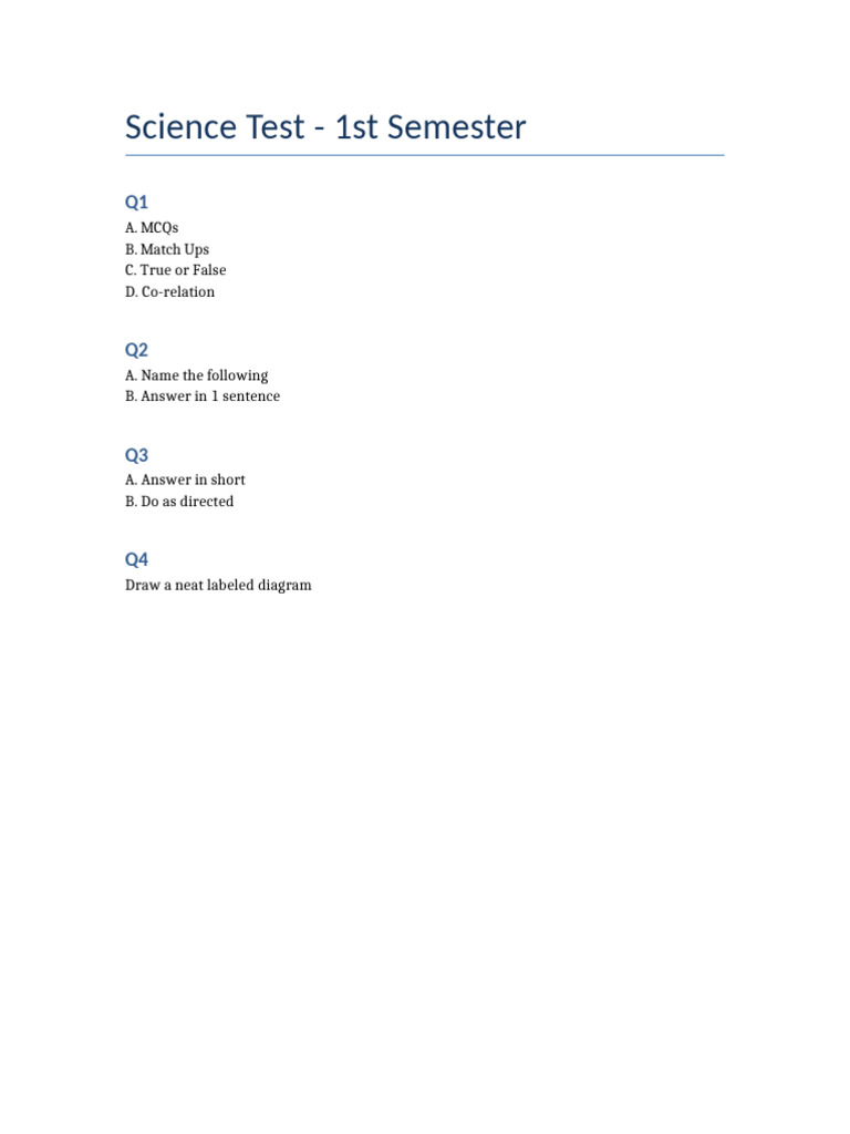 Science Test Format | PDF