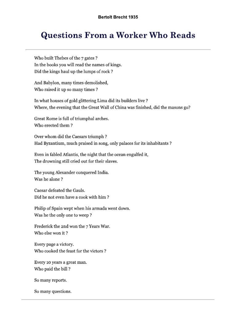 A Worker Reads History | PDF