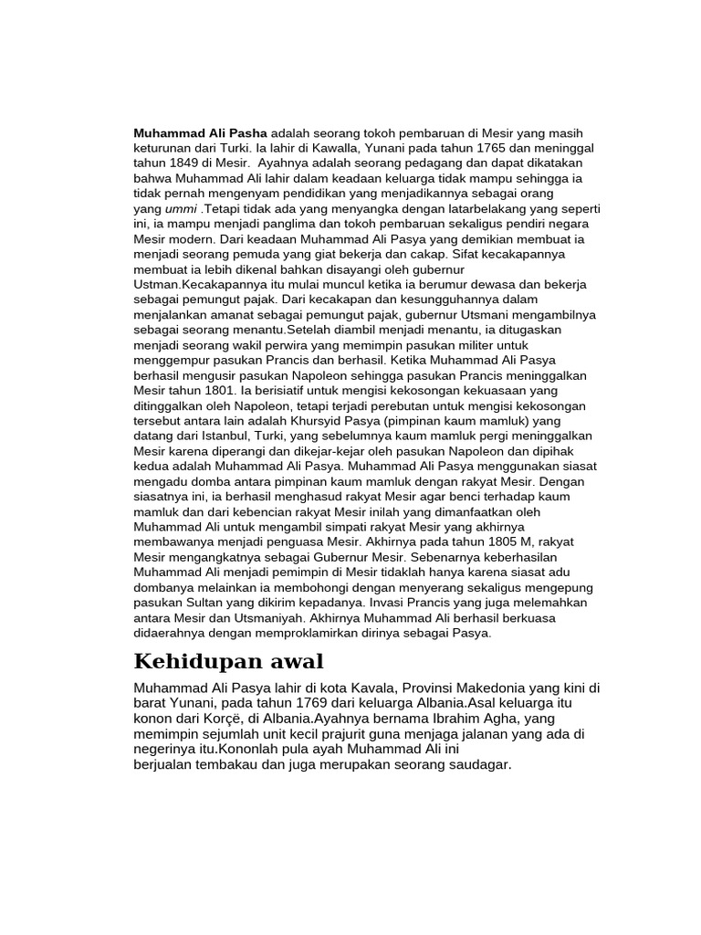 Muhammad Ali Pasha: Tokoh Pembaruan Mesir | PDF