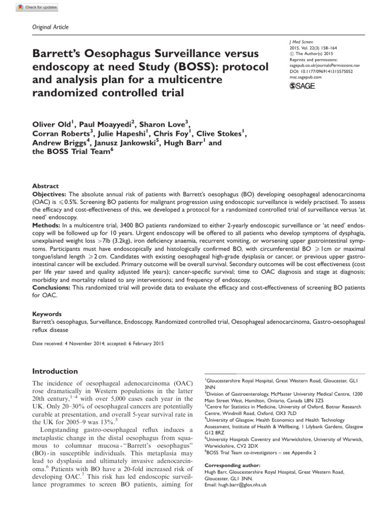 Old Et Al 2015 Barrett S Oesophagus Surveillance Versus Endoscopy at ...