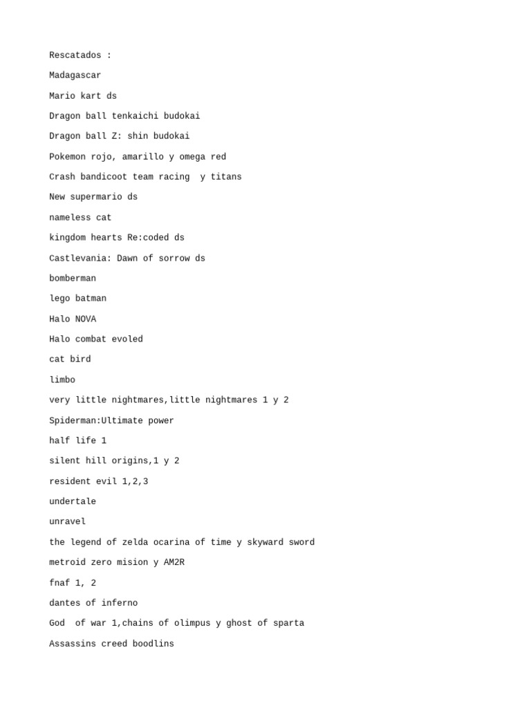 Comprehensive Video Game List | PDF | Video Game Consoles | Video Games
