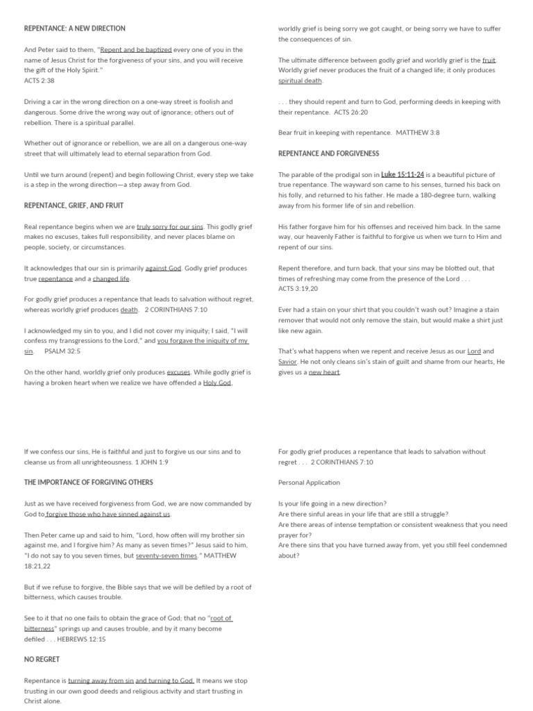 Repentance A New Direction Pdf Sin Forgiveness
