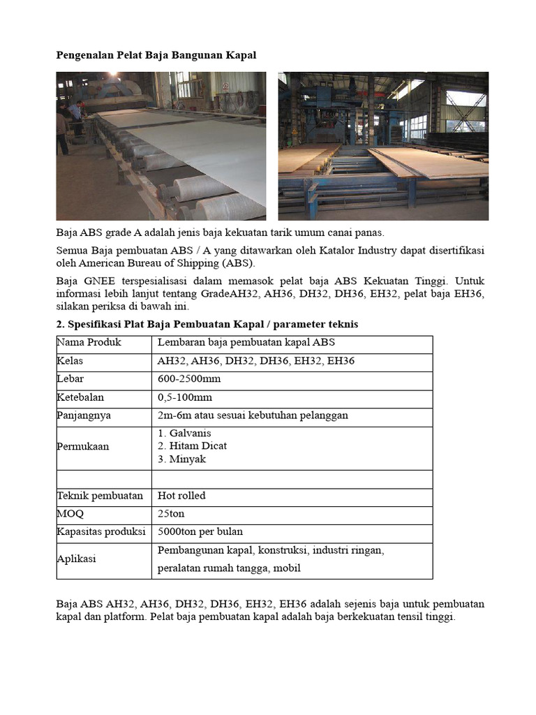 Spesifikasi Pelat Baja Kapal ABS | PDF