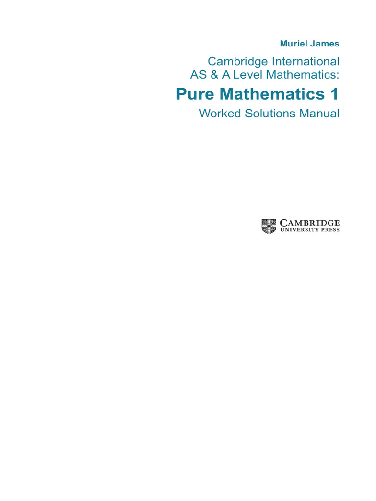Pure Mathematics 1 Solutions Manual | PDF
