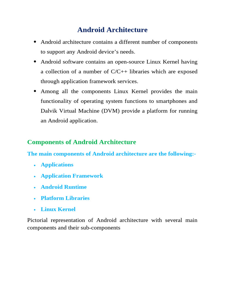 L 7A Architecture of Android | PDF | Android (Operating System) | Java ...