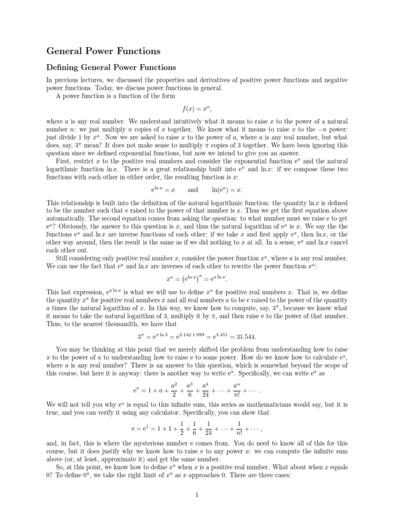 Lecture 23 | PDF | Exponentiation | Function (Mathematics)