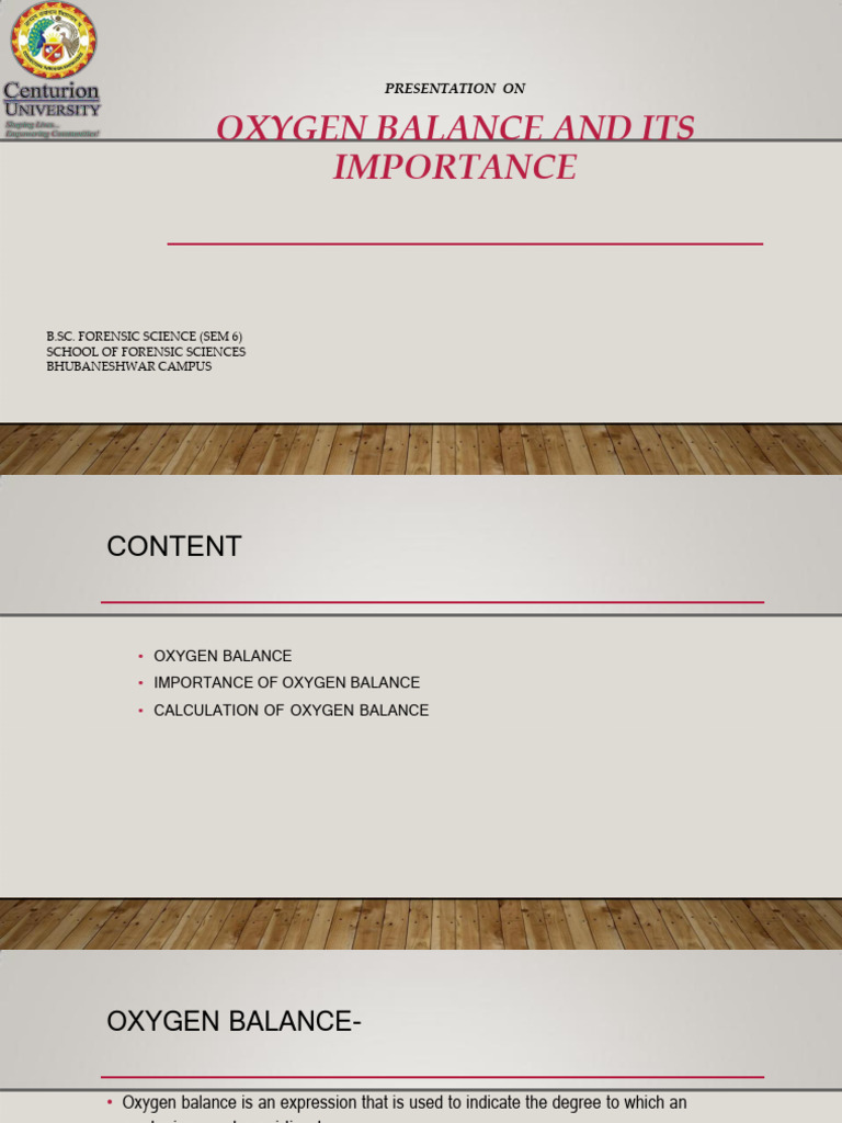 Importance of Oxygen Balance in Explosives | PDF | Oxygen | Chemistry