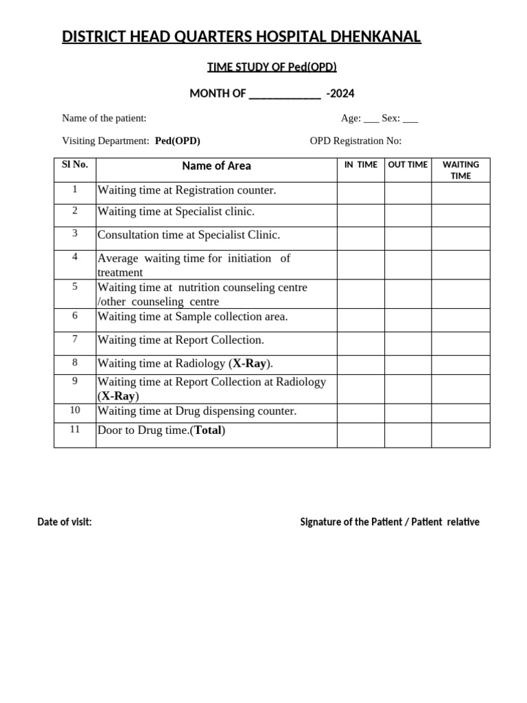 Time Study Format Specialist Padiatric Format | PDF | Clinic | Public ...