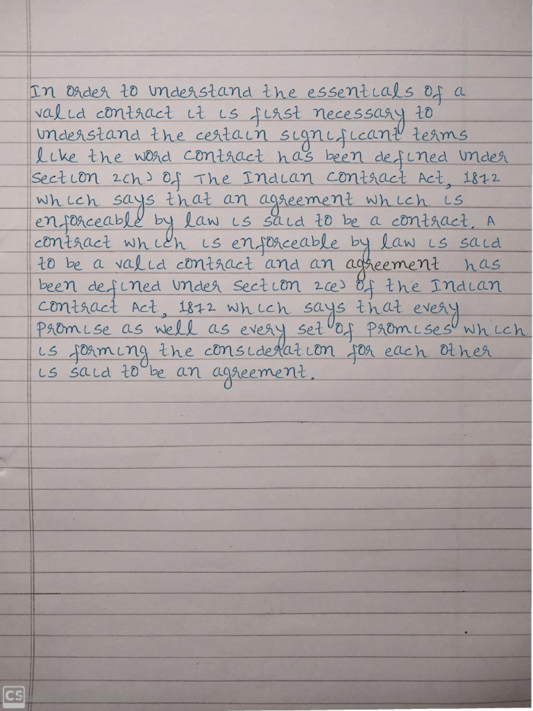 Essentials of A Valid Contract Short Note | PDF