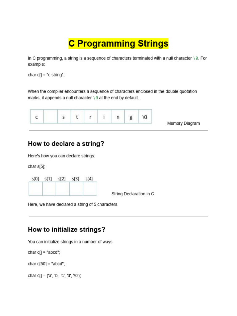 C Programming Strings | PDF | String (Computer Science) | Pointer ...