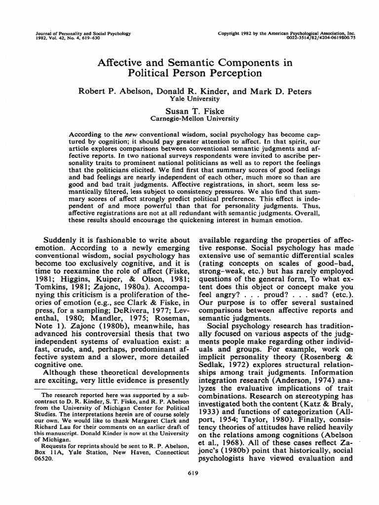 Affective and Semantic Components in Political Per | PDF | Affect ...