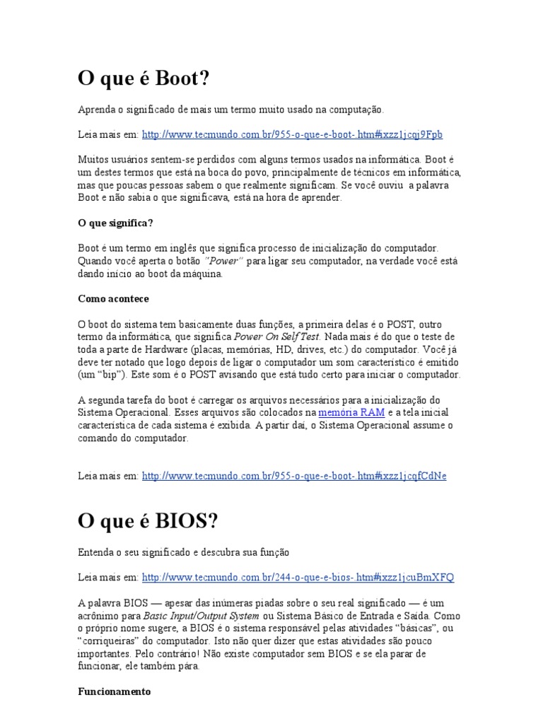 O que é Boot | BIOS | Boot
