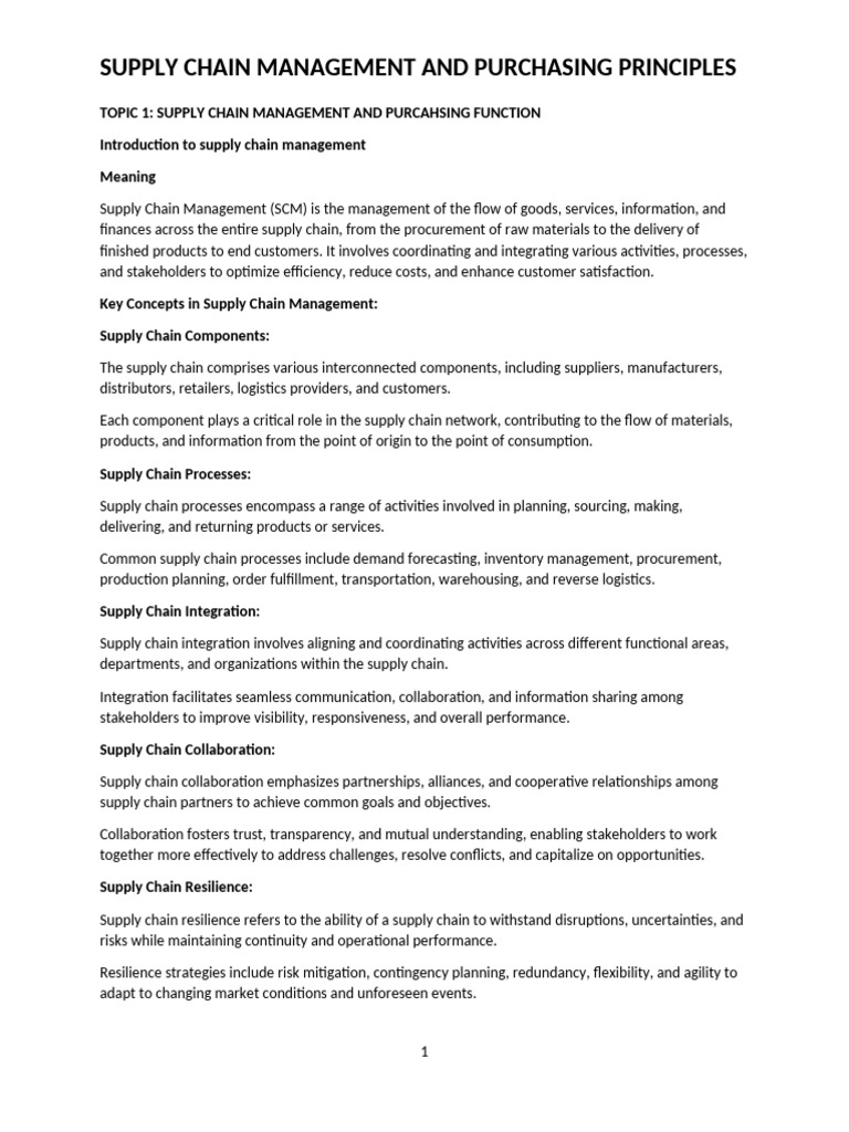 Supply Chain Management and Purchasing Principles - For Merge | PDF ...