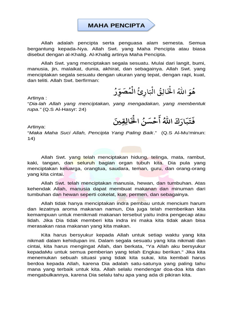 LKPD Maha Pencipta PDF