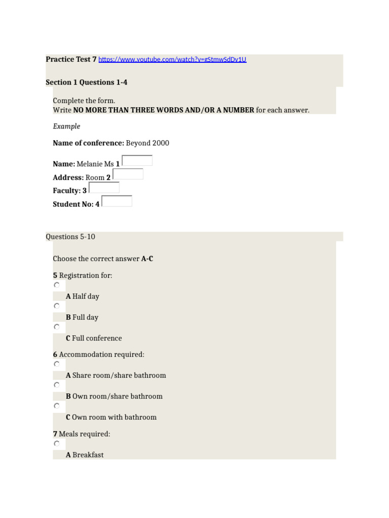 Practice Test 7: Conference Registration & Portfolio Tips | PDF
