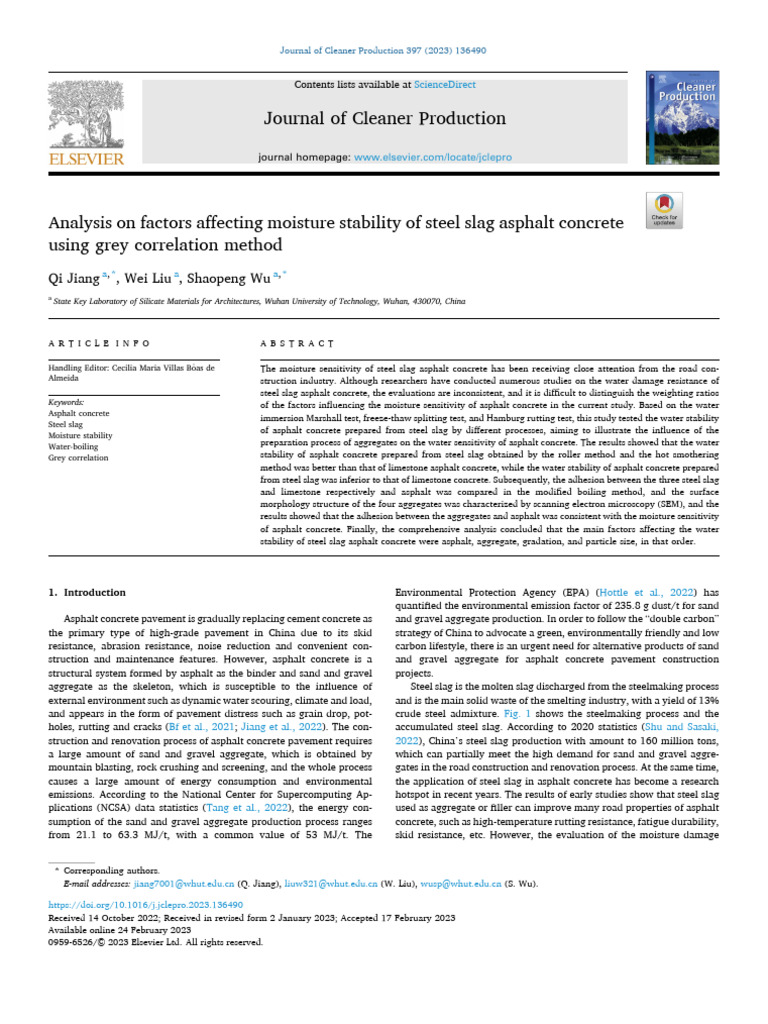 Factors Influencing Steel Slag Asphalt Moisture | PDF | Concrete | Road ...