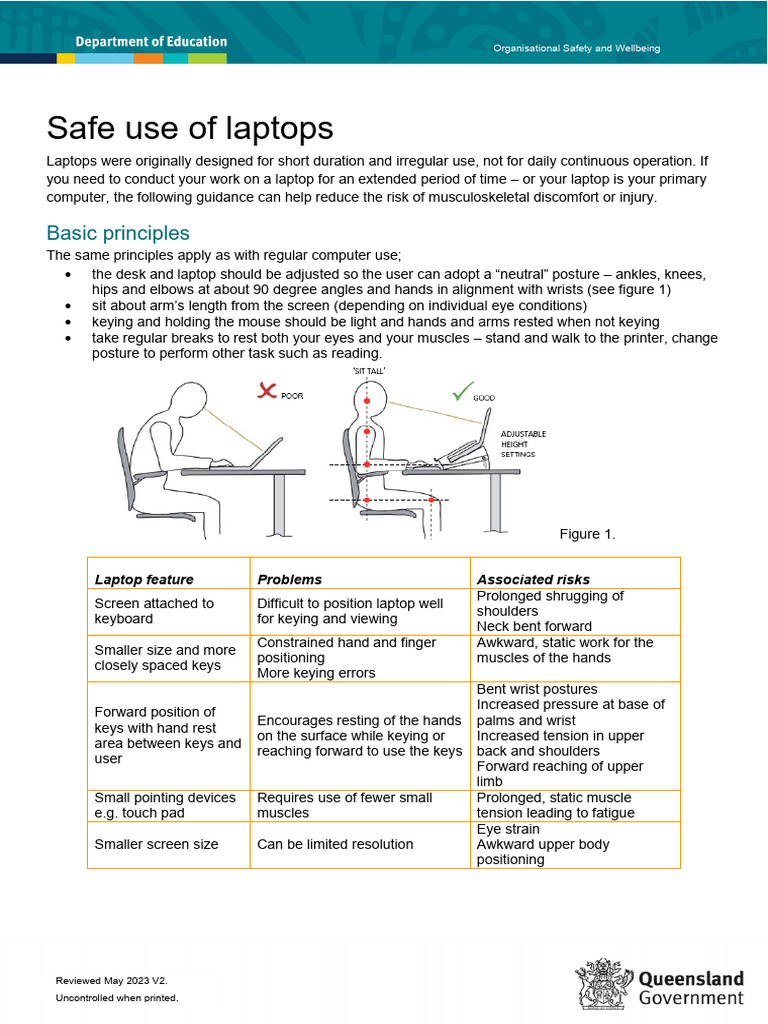 Safe Laptop Use Guidelines | PDF | Laptop | Computer Keyboard