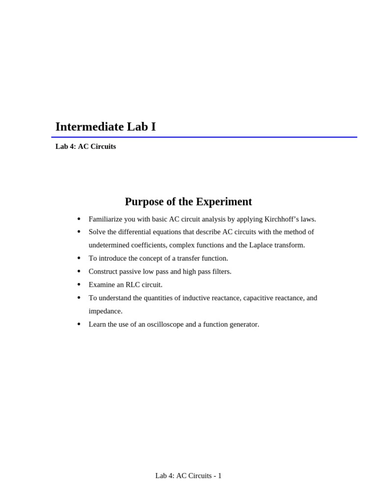 AC Circuit Analysis and Filters Lab | PDF | Inductance | Inductor