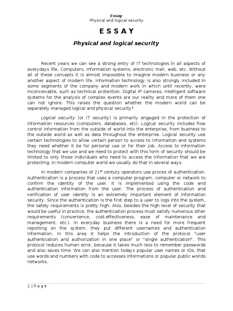 Physical and Logical Security Overview | PDF | Authentication ...