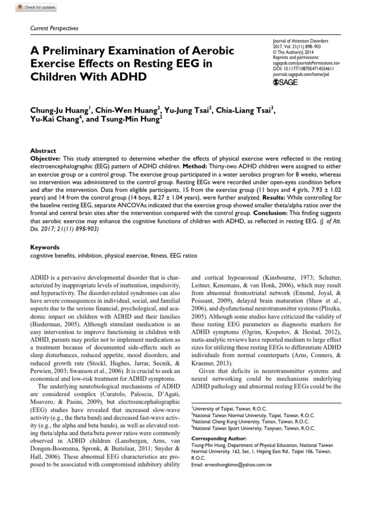 A Preliminary Examination of Aerobic Exercise Effects On Resting EEG in ...
