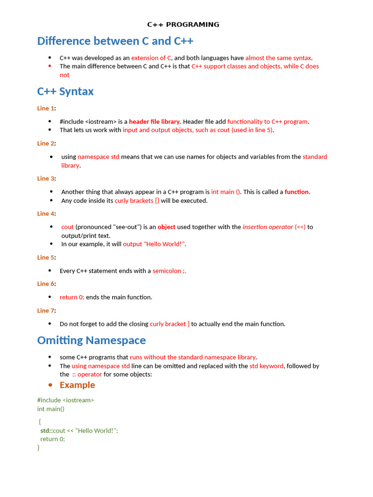 c++ Programing | PDF | C++ | Namespace