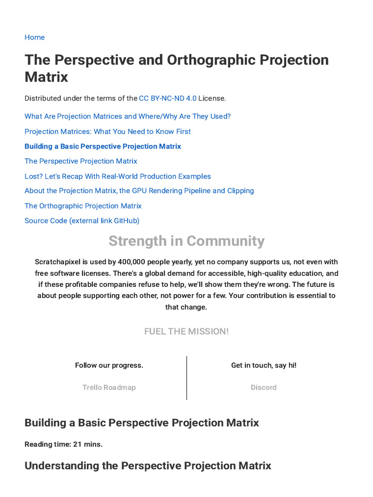 The Perspective and Orthographic Projection Matrix | PDF | Matrix ...