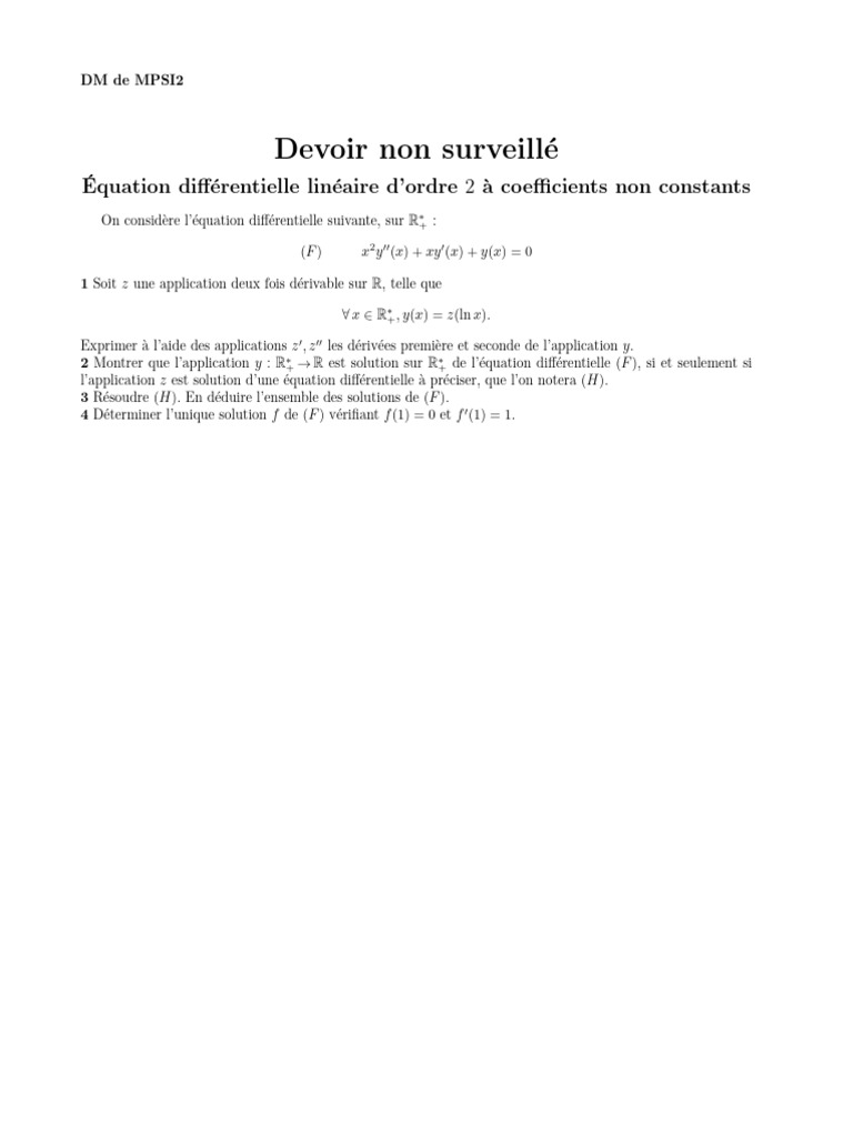 Équation Différentielle Linéaire d'Ordre 2 PDF — free download