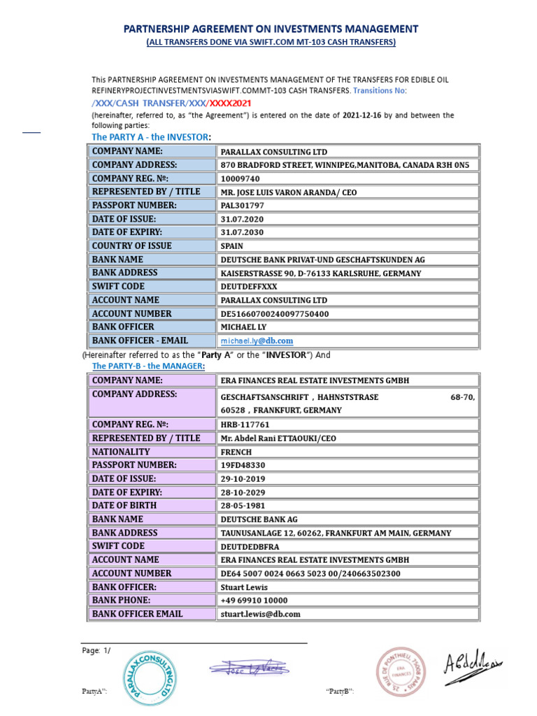 Doa MT103 Cash Transfers-16122021 | PDF | Arbitration | Jurisdiction