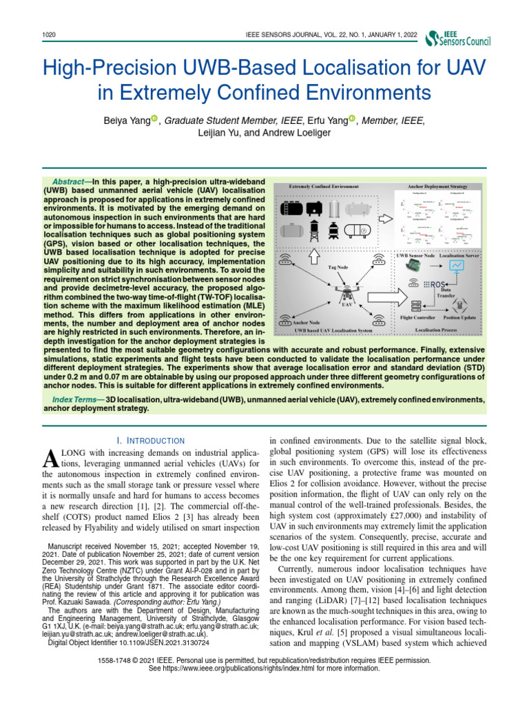 High-Precision UWB-Based Localisation for UAV in Extremely Confined ...