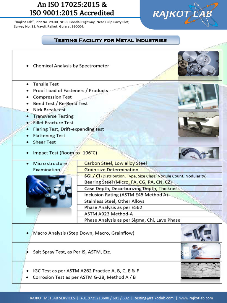 Rajkot Lab: Accredited Testing Services | PDF | Concrete | Building ...