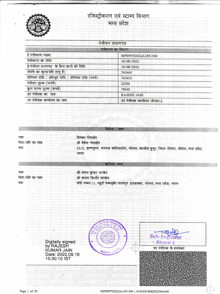 Document Analysis and Registration Details | PDF