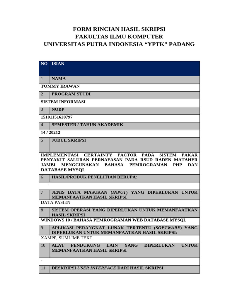 Form Hasil Skripsi | PDF | Bisnis | Teknologi & Rekayasa
