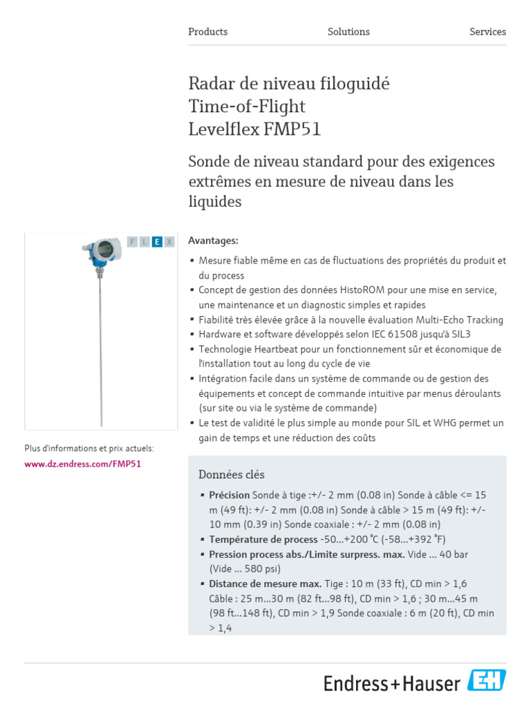Levelflex FMP51 : Mesure de Niveau Fiable | PDF