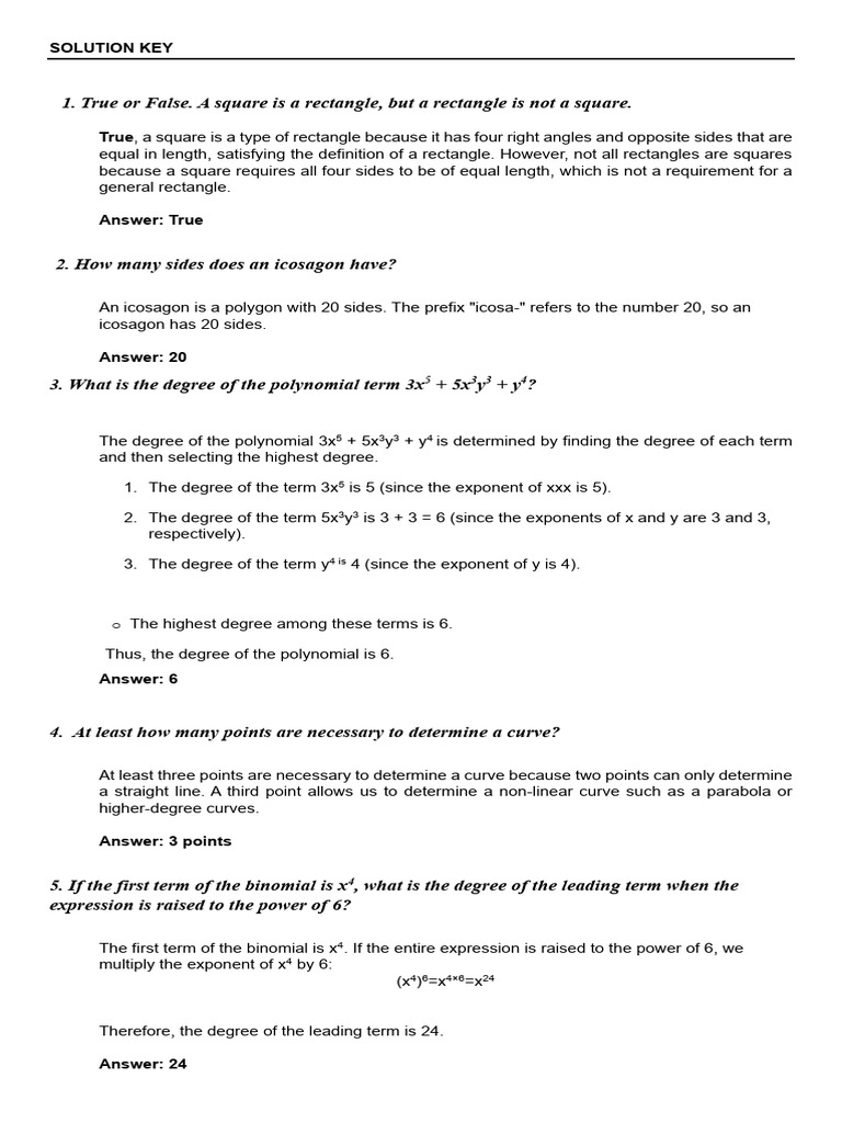 Solution Key Part 3 | PDF | Rectangle | Mathematical Analysis