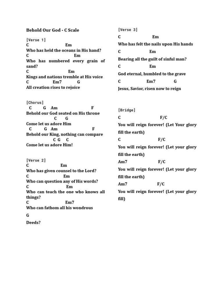 Behold Our God - Chords and Lyrics | PDF