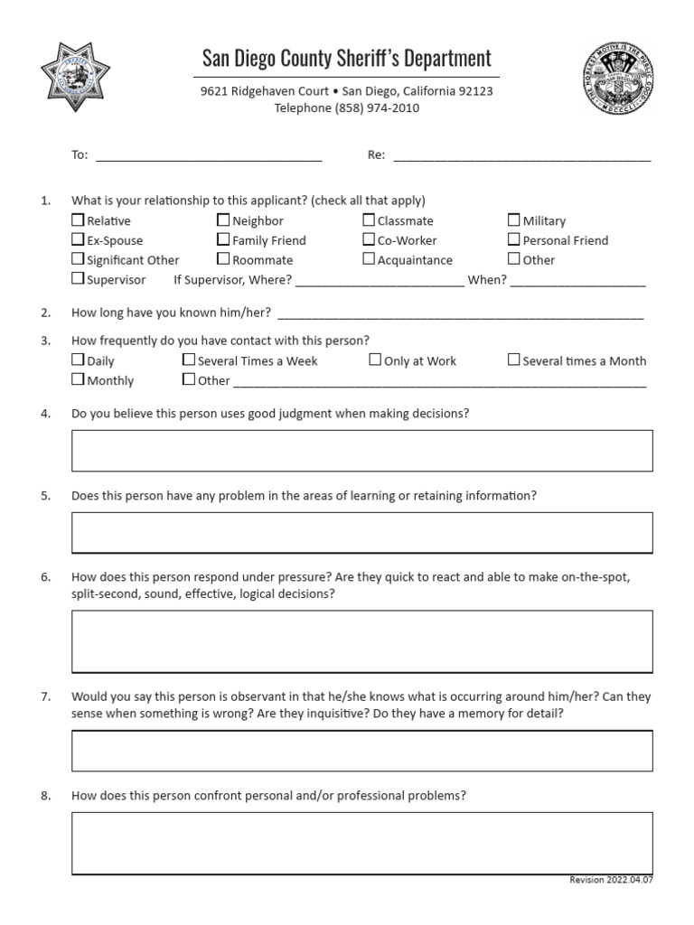 Per Ref Questionnaire | PDF