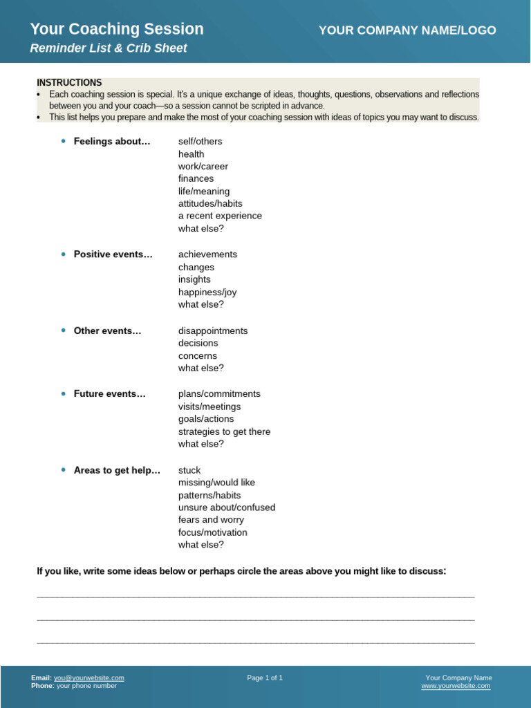 Coaching Session Preparation Guide | PDF | Psychology | Social Psychology